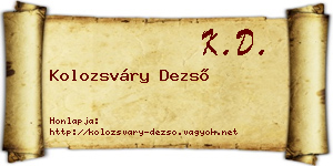 Kolozsváry Dezső névjegykártya