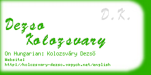 dezso kolozsvary business card