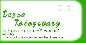 dezso kolozsvary business card